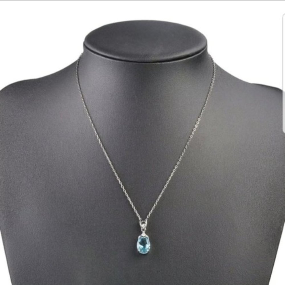 New Elegant Blue Aquamarine Necklace - Picture 2 of 2